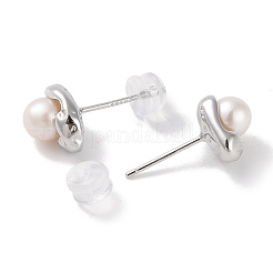 Orecchini a bottone in argento sterling anti-ossidazione&nbsp;EJEW-C087-07A-P