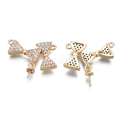 Messing Micro Pave klar Kubisch Zirkonia Klaue Ösen Anhänger Glieder&nbsp;KK-S356-345-NF