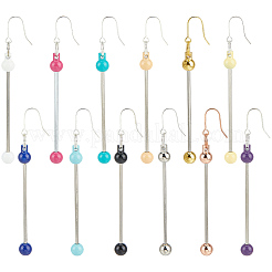 15 par de pendientes colgantes de hierro de 15 colores y acero inoxidable 201.&nbsp;EJEW-SC0010-92