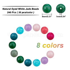 240 Stück 8 Stile natürlich gefärbte weiße Jadeperlen&nbsp;G-AR0003-96