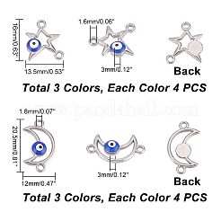 24 pièce 6 styles de breloques de connecteur en acier inoxydable 304 émaillé&nbsp;STAS-DC0010-36