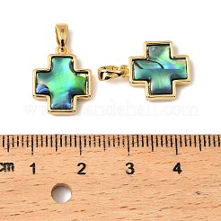 Natürliche Paua Muschel Kreuz Charms&nbsp;KK-G538-31G