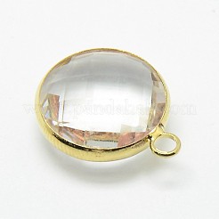 Goldenen Ton Messing Glas-Anhänger&nbsp;GLAA-J018B-G