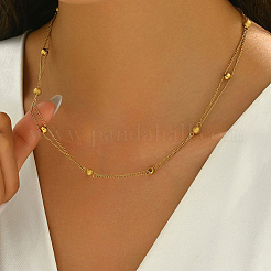 Collares versátiles de moda con cadena trenzada de cuentas redondas simples de acero inoxidable 201&nbsp;PL9617