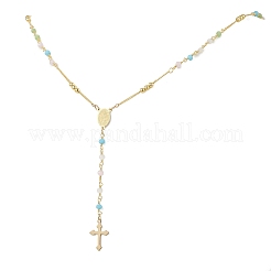 Colliers de perles de chapelet en verre facetté et laiton&nbsp;NJEW-JN05672