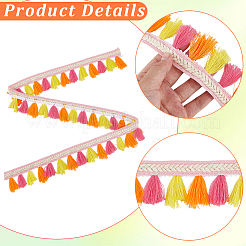 5.47 mètre de bordures en dentelle à franges en polyester de style ethnique&nbsp;SRIB-CY0001-32A