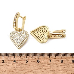 Boucles d'oreilles créoles pendantes en laiton serties de micro-pavés de zirconiums cubiques&nbsp;EJEW-G471-15G