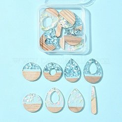 16 colgante de resina transparente y madera blanca de 8 estilos.&nbsp;RESI-FS0001-82