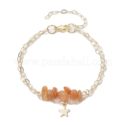 Set di braccialetti multifilo con avventurina rossa naturale 3 pz 3 stili e ametista naturale e chip opalite&nbsp;BJEW-JB10500