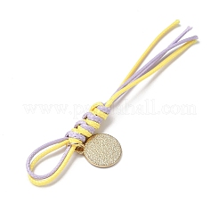 6 pièce de cordon en polyester ciré coréen et pendentif en alliage émaillé en forme de visage souriant pour ornements de sac&nbsp;HJEW-JM04416