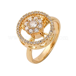 Drehbare Fingerringe aus Messing mit Mikropflaster und Zirkonia&nbsp;RJEW-S636-05G