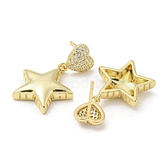 Orecchini pendenti con micro pavé di zirconi cubici con placcatura in vero ottone placcato oro 18k&nbsp;EJEW-F331-08G-01