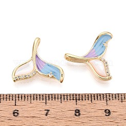Pendentifs en laiton peint par pulvérisation avec micro pavé de zircons cubiques et coquillages&nbsp;KK-T072-38G