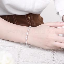 Placcato argento squisito ottone zirconi Braccialetti di collegamento&nbsp;BJEW-BB00758