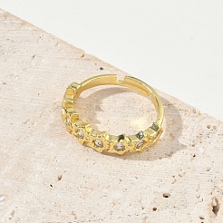Einstellbare messing micro pave zirkonia fingerringe&nbsp;RJEW-C163-16G