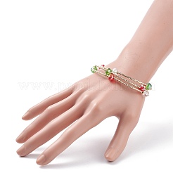 Mehrsträngiges Armband aus Bling-Glas- und Messingrohrperlen&nbsp;BJEW-TA00108