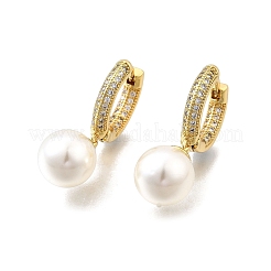 Pendientes de aro de latón redondo con micro pavé de circonitas cúbicas transparentes&nbsp;EJEW-F369-02G