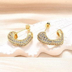 Aretes de circonita cúbica transparente con micropavé de latón para mujer&nbsp;EJEW-U056-01A-G