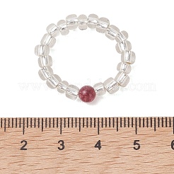Dehnbare Fingerringe aus natürlichem grünem Jade&nbsp;RJEW-JR01006