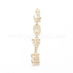 Gros pendentifs en laiton avec zircone cubique de micro pave&nbsp;ZIRC-F112-09G-01