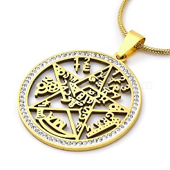 Colliers pendentifs Kabbale Tétragramme Salomon en acier inoxydable 201&nbsp;NJEW-S007-22G