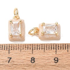 Zircone cubique transparente micro pavée de laiton avec breloques en émail&nbsp;CU-K002-51G-F