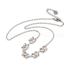 Colliers pendentifs nœud en laiton sertis de micro-pavés de zircone cubique&nbsp;NJEW-B157-08P-02