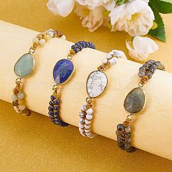 Braccialetto di perline intrecciate con maglia a goccia in labradorite naturale&nbsp;BJEW-SZ0002-54C
