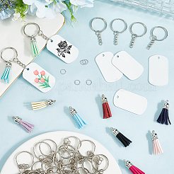 Kits de fabrication de porte-clés pendentifs en aluminium à transfert thermique double face vierges à faire soi-même&nbsp;DIY-SP0005-26F