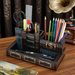 Portapenne vintage in legno a forma di libro per l'arredamento dell'ufficio&nbsp;AJEW-WH0410-398