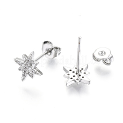 Orecchini a bottone in ottone con zirconi chiari e micro pavè&nbsp;EJEW-T046-28P-NF