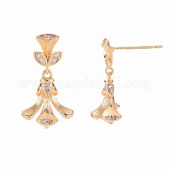 Micropave de latón claro fornituras de aretes de circonio cúbico cúbica&nbsp;KK-S364-140