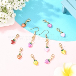 10 pz decorazioni pendenti in acciaio inossidabile 304 smaltato a forma di fragola&nbsp;HJEW-YW00295
