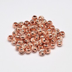 Perline distanziatrici rotonde ondulate in ottone placcato a cremagliera&nbsp;KK-I600-5mm-RG-RS