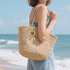Portachiavi in ottone micro pavé di zirconi cubici e lega oceanica&nbsp;KEYC-YW00273