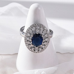 Verstellbare Ringe aus Messing mit Mikropavé und Zirkonia für Damen&nbsp;LS-RJEW-C118-08P