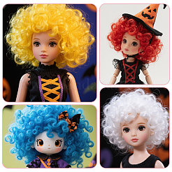 5 Stück 5 Farben synthetische Neon-Afro-Perückenkappe für Halloween&nbsp;AJEW-CA0005-15