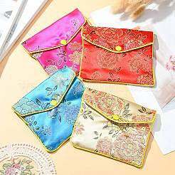 Tela de bordado floral rectangular bolsos de mano&nbsp;ABAG-YW0001-03C