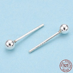 925 boucles d'oreilles puces boule ronde en argent massif&nbsp;STER-T005-01C