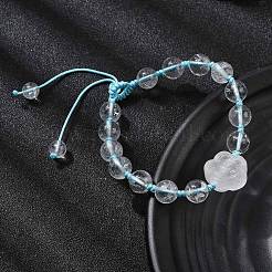 Pulseras trenzadas ajustables con cuentas de piedras preciosas naturales mixtas para mujer&nbsp;BJEW-L713-A