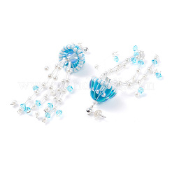 Orecchini pendenti con semi di vetro e pietra di luna sintetica con perline lunghe con nappa e perle di conchiglia da donna&nbsp;EJEW-TA00062