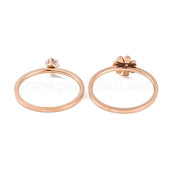 Juego de anillos de acero inoxidable 304 con diseño de flor para mujer&nbsp;RJEW-C086-28-RG