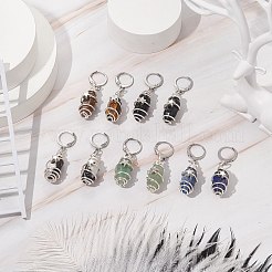 5 par de aretes colgantes de bala con piedras naturales mixtas de 5 estilos&nbsp;EJEW-JE05067