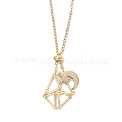 Collar de cadena tipo cable con colgante de estrella y luna&nbsp;NJEW-JN05282-01