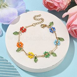 Braccialetti di semi di vetro e perline acriliche e di ottone&nbsp;BJEW-TA00548