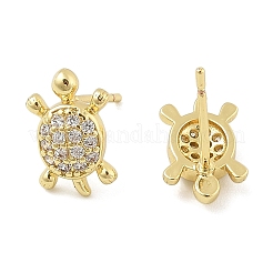 Orecchini a bottone in ottone con zirconi chiari e micro pavè&nbsp;EJEW-R016-26G-03