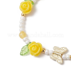 Armbänder aus geflochtenen Glasperlen und Harzperlen für Damen&nbsp;BJEW-MZ00237-01