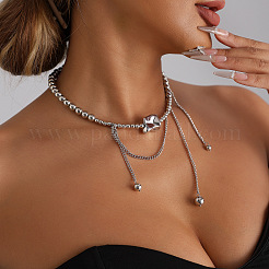 Collane con pendente rettangolare testurizzato in lega e plastica CCB con nappa a catena per donna&nbsp;WG46BC5-01