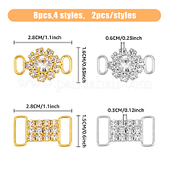 8 Stück 4 Stile Messing Kristall Strass Verbinder Charms&nbsp;KK-HY0003-35
