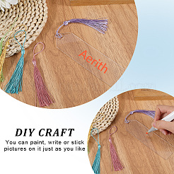 Kits para hacer marcapáginas DIY. Con decoración de borlas de acrílico transparente y poliéster.&nbsp;DIY-SP0001-92C